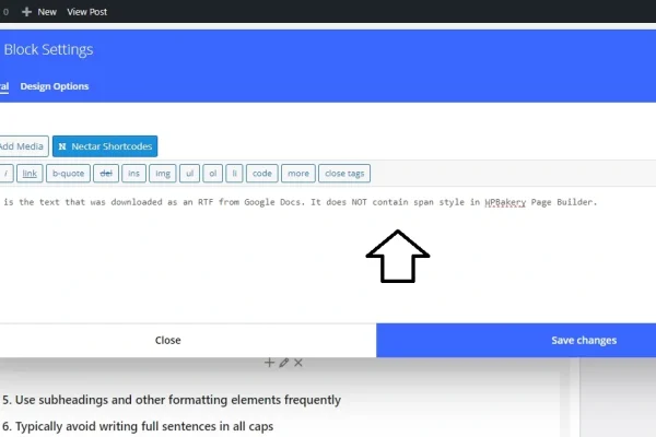 clean text in WordPress with no span style