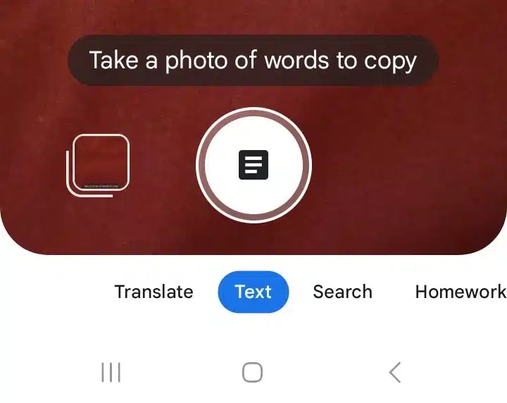 Google lens text take a photo of words to copy image