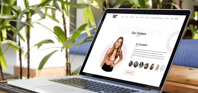 103yoga portfolio web design mockup on a laptop 3