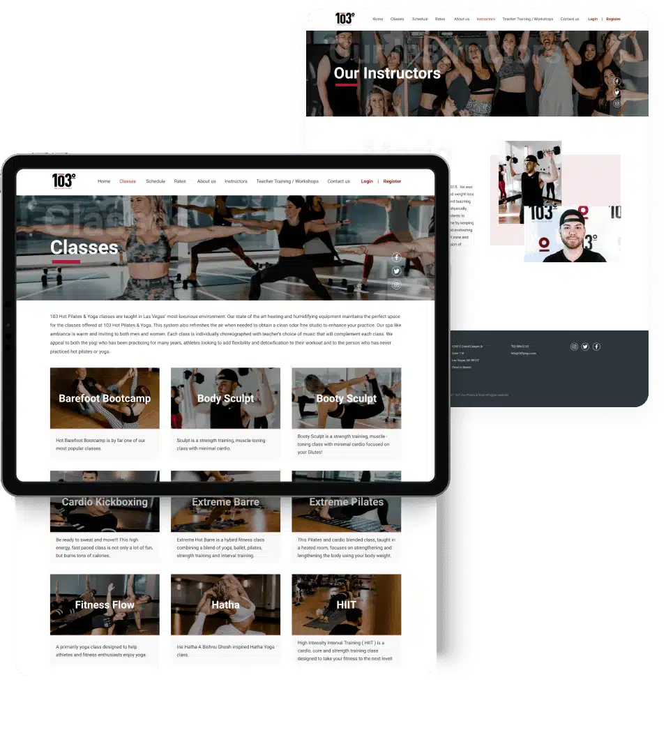 103yoga portfolio web design mockup on an ipad