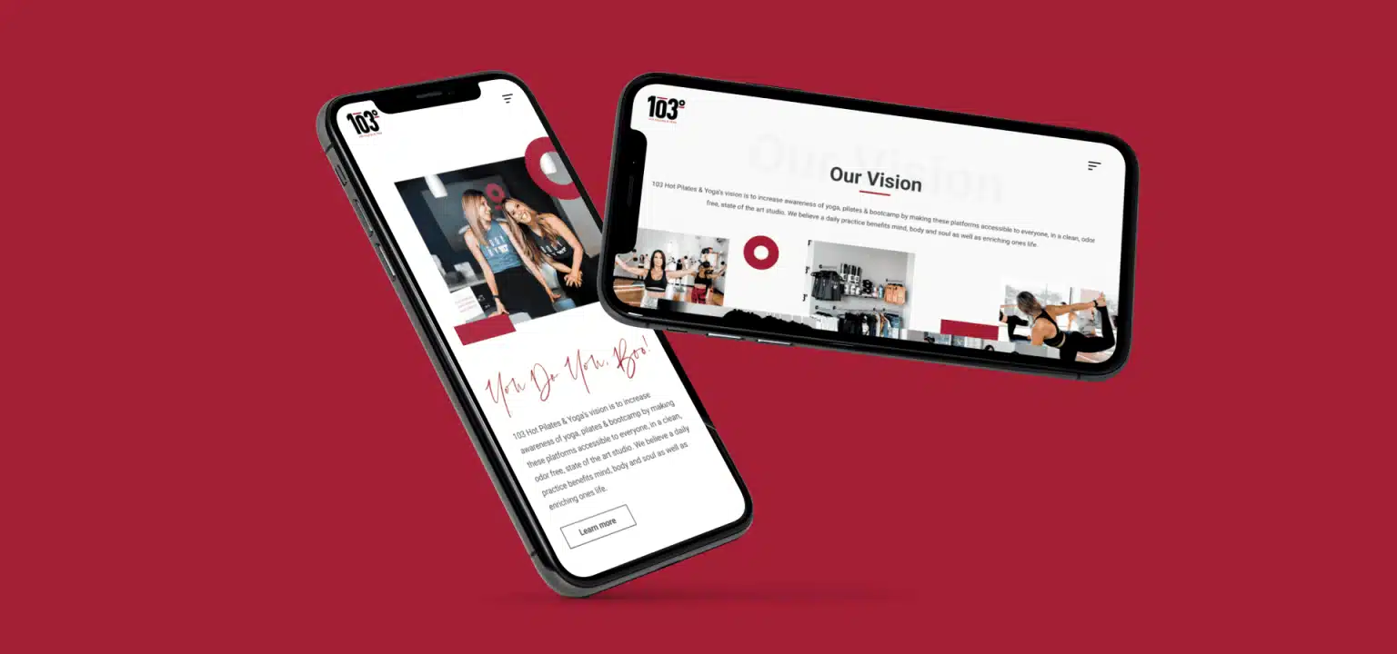 103yoga portfolio web design mockup on a phone