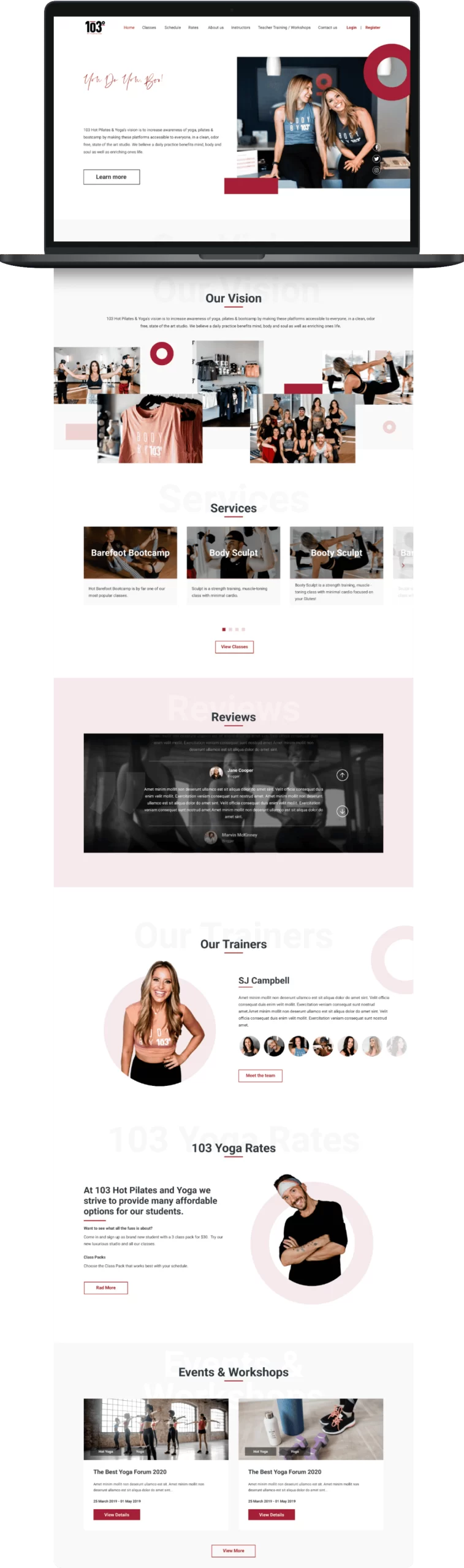 103yoga portfolio web design page 3