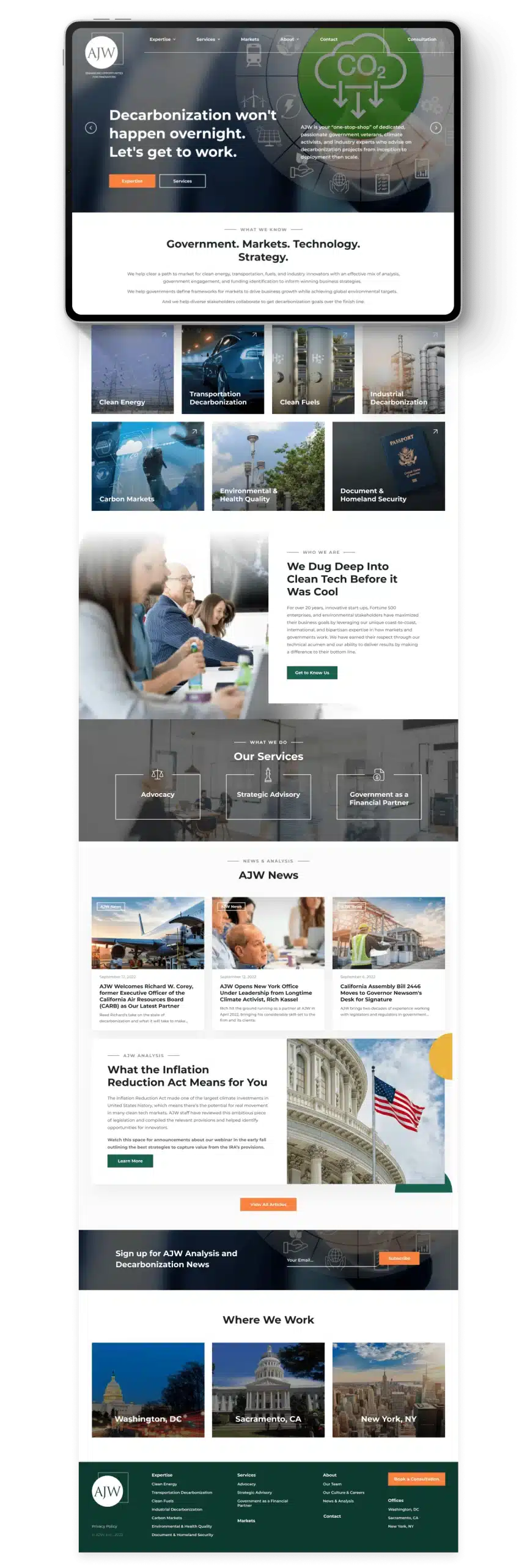 AJW web design mockup page