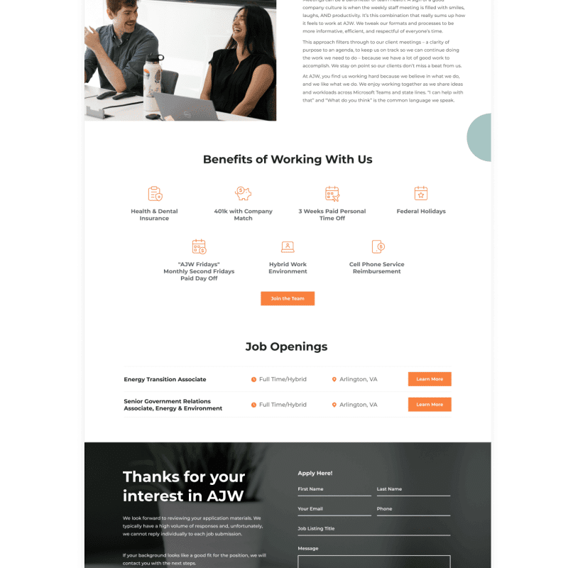 AJW web page mockup