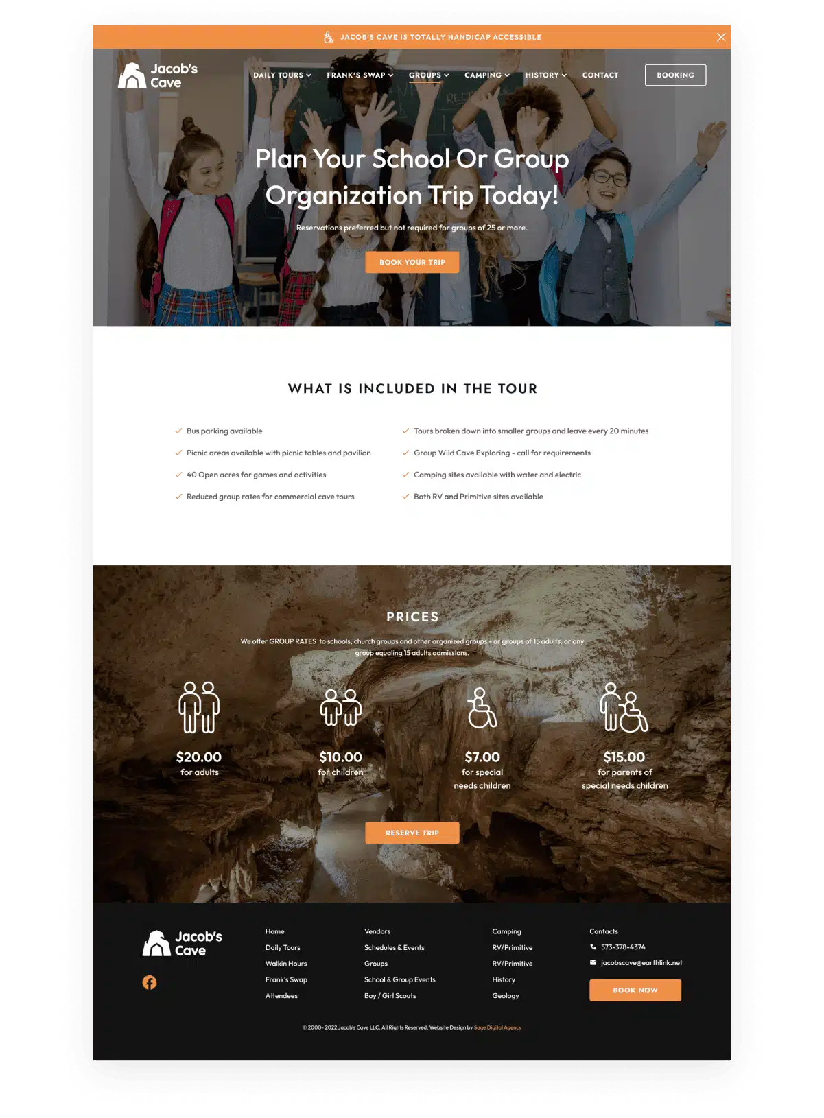 Jacob's Cave web design portfolio mockup page