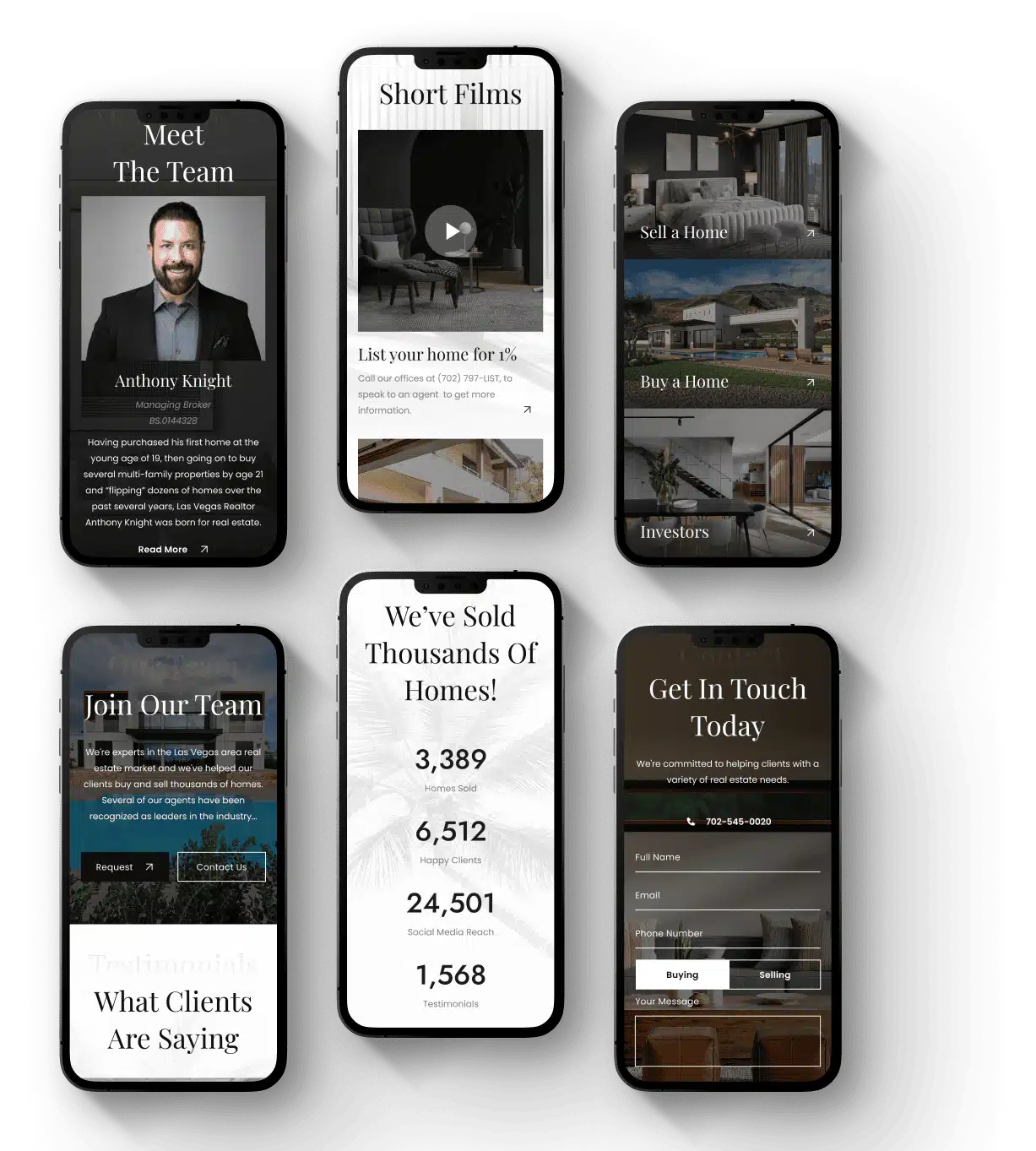 Knight Real Estate web design mockup on phones