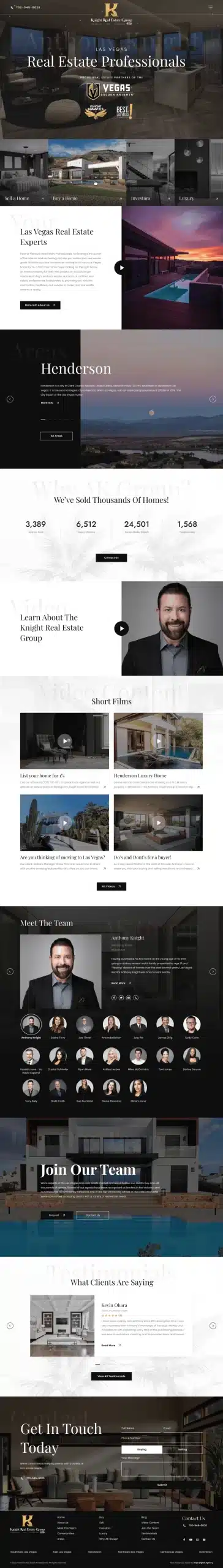 Knight Real Estate web design mockup page