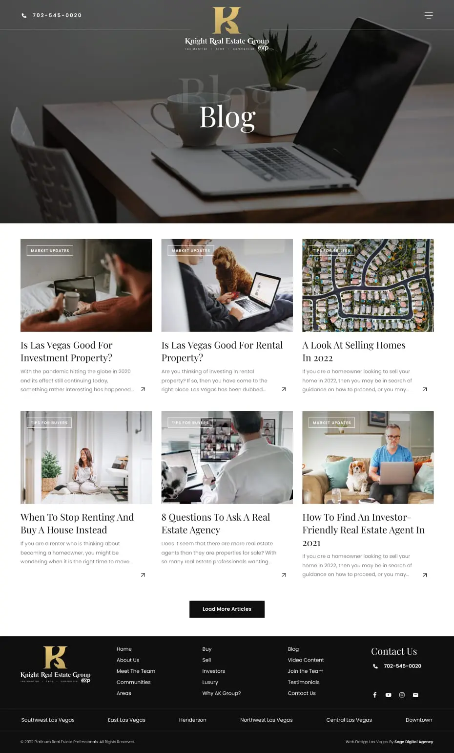 Knight Real Estate web design mockup blog page 2