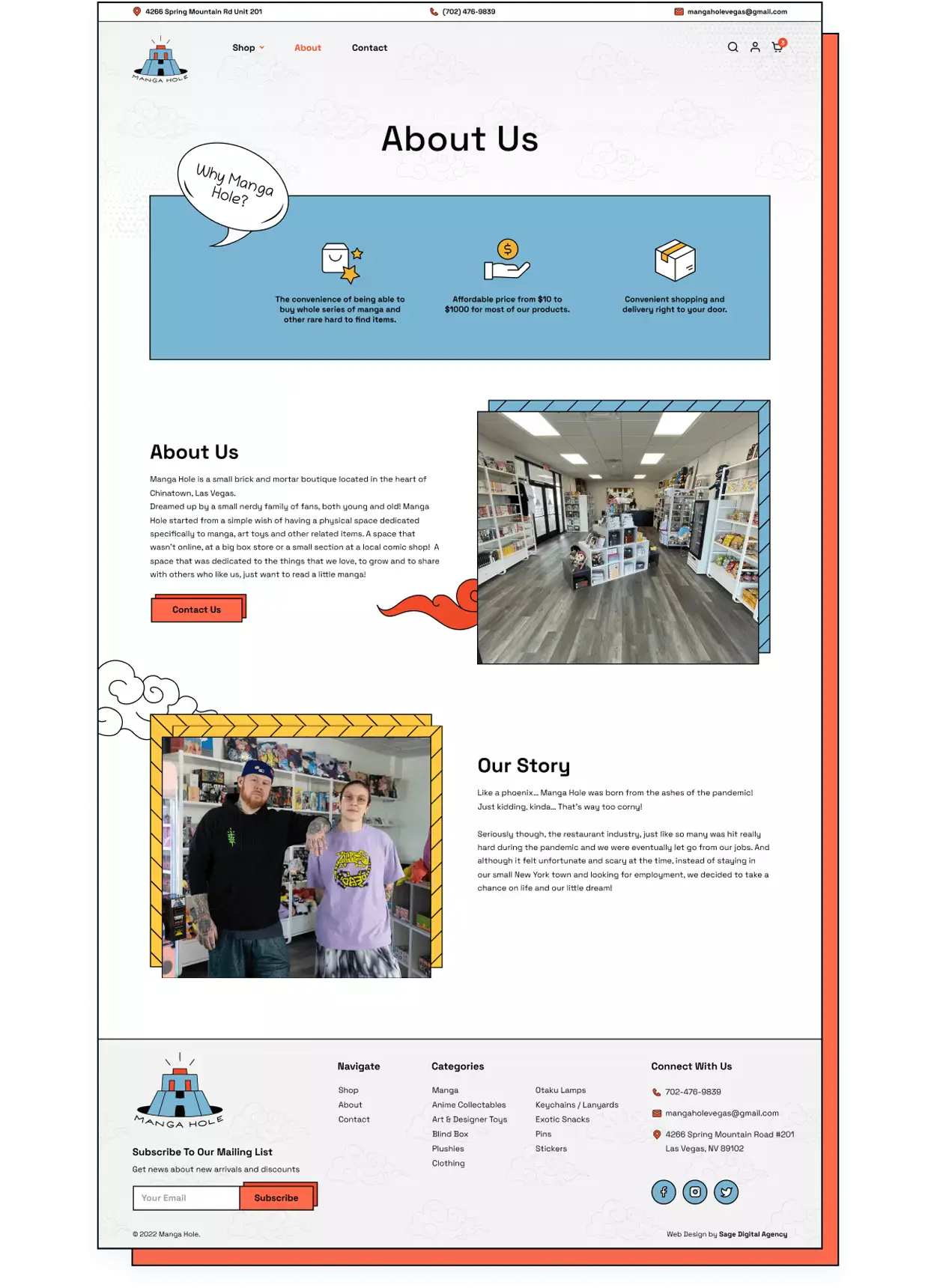 manga hole web design page mockup