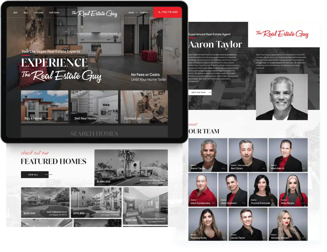 The Real Estate Guy web design portfolio mockup on ipad