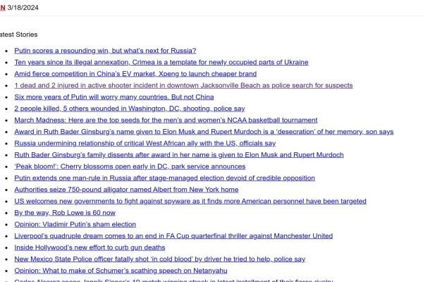 Screenshot of CNN Lite home page illustrating an example of a very simple web design.