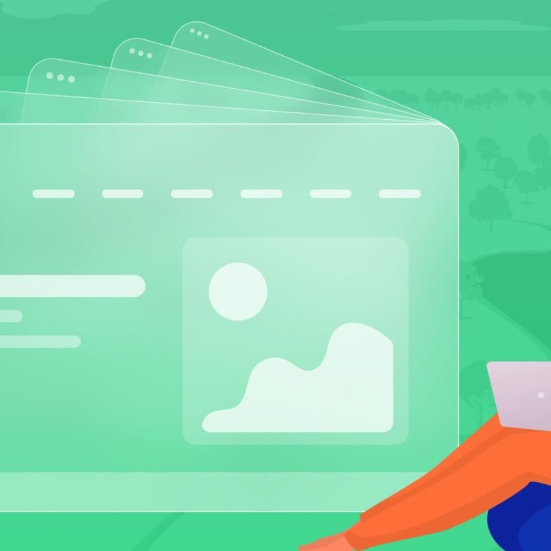 Featured image for a blog post containing a UX design checklist. The image shows a woman on a laptop, who is perhaps reading over a checklist.